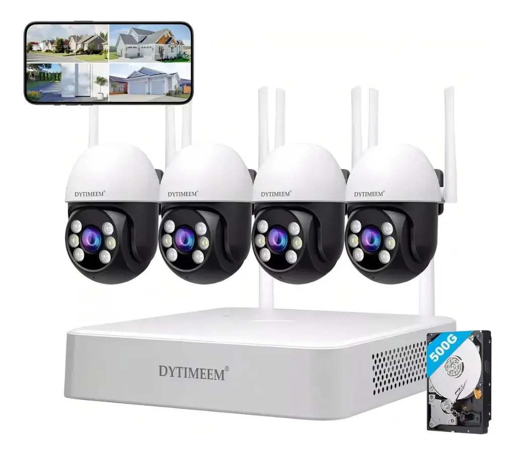 Kit de Cámaras de Seguridad 2MP 4 Cámaras NVR 500GB Dytimeem NVS001 PTZ Visión 355°