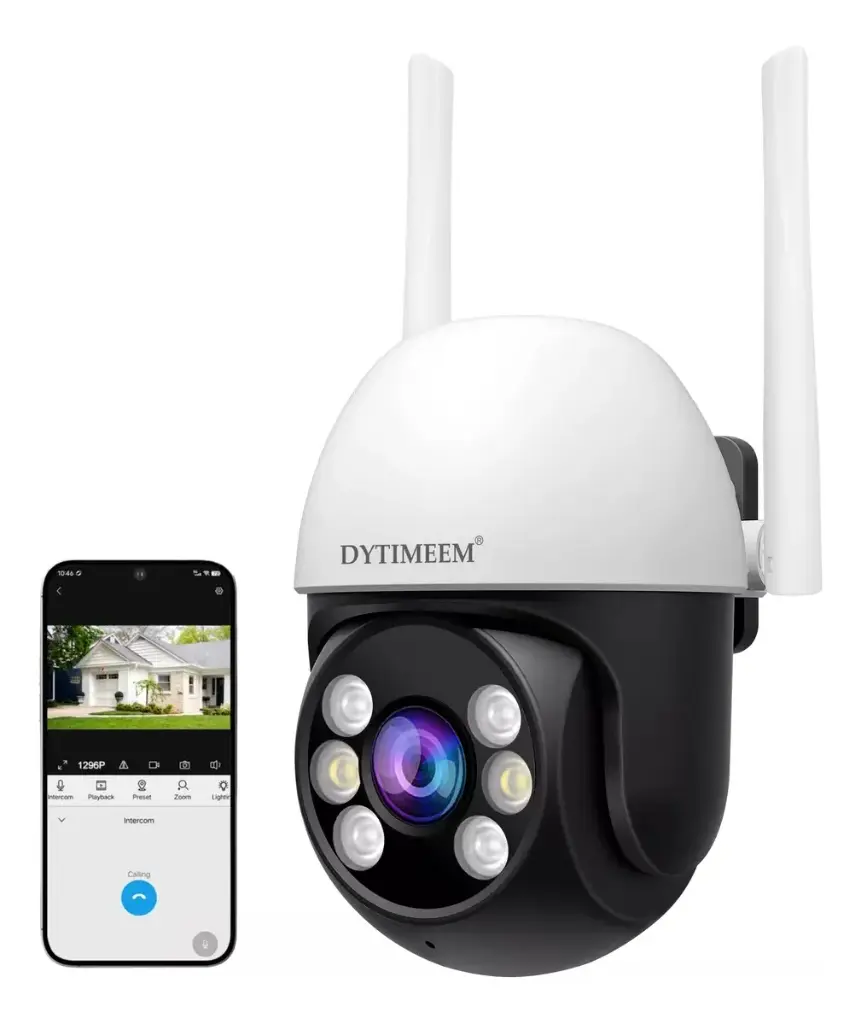 Cámara de seguridad exterior Wi-Fi 1080p con alarma Dytimeem SP030 blanco visión 360° 2MP