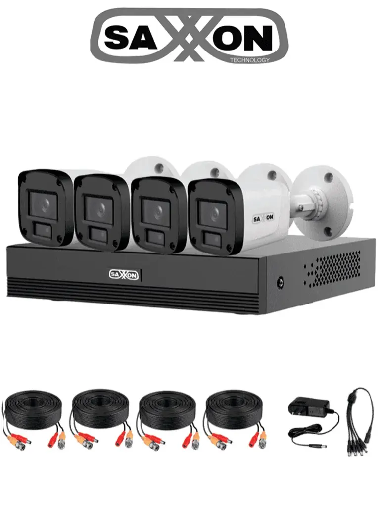 SAXXON SUA-KIT/XVR1E04-I/4-B10P-0280B - Kit de 4 Canales HDCVI/ Cámaras B10P de 1MP 720P/