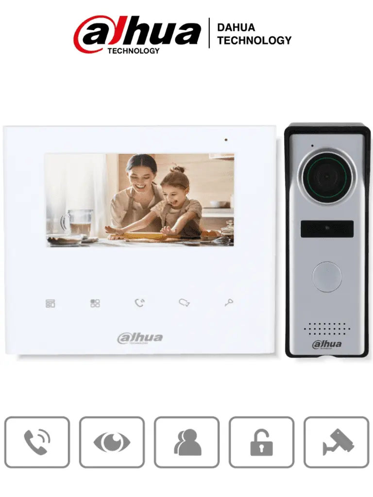 Kit de videoportero analógico con monitor de 4.3" y botones táctiles. DAHUA DHI-KTA04