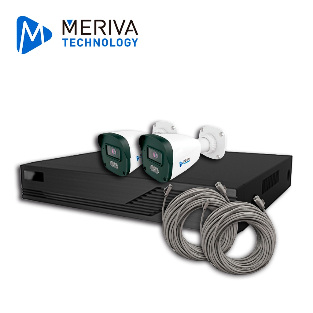 Kit de Videovigilancia IP Meriva Technology MKIP2MP-2B-4P 2 Cámaras Bullet IP MOB-203D de