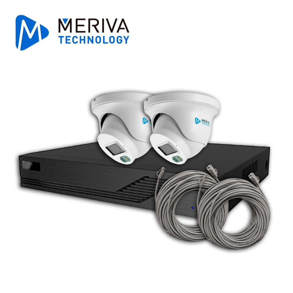 Kit de Videovigilancia IP Meriva Technology MKIP2MP-2T-4P 2 Cámaras Turret IP MTD-203D de