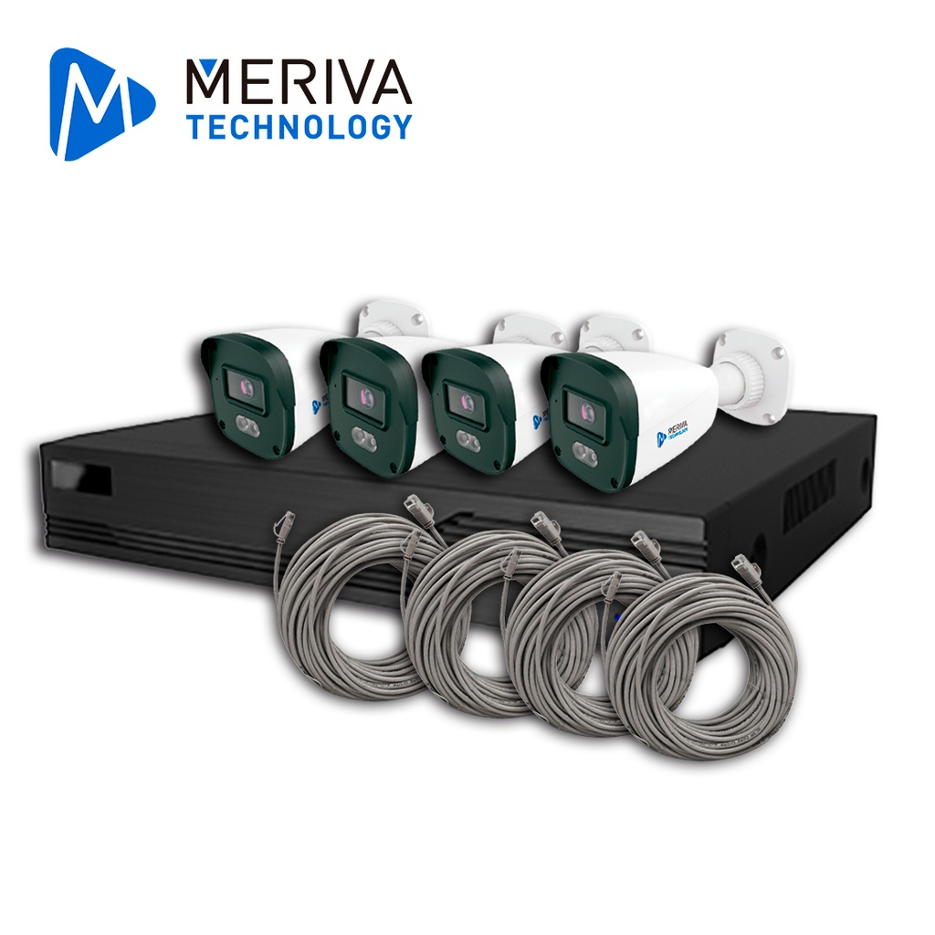 Kit de Videovigilancia IP Meriva Technology MKIP2MP-4B-4P 4 Cámaras Bullet IP MOB-203D de