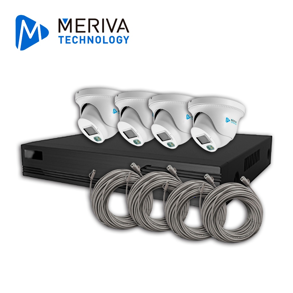 Kit de Videovigilancia IP Meriva Technology MKIP2MP-4T-4P 4 Cámaras Turret IP MTD-203D de