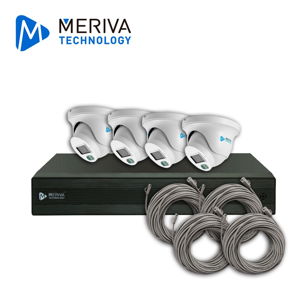 Kit de Videovigilancia IP Meriva Technology MKIP2MP-4T-8P 4 Cámaras Turret IP MTD-203D de