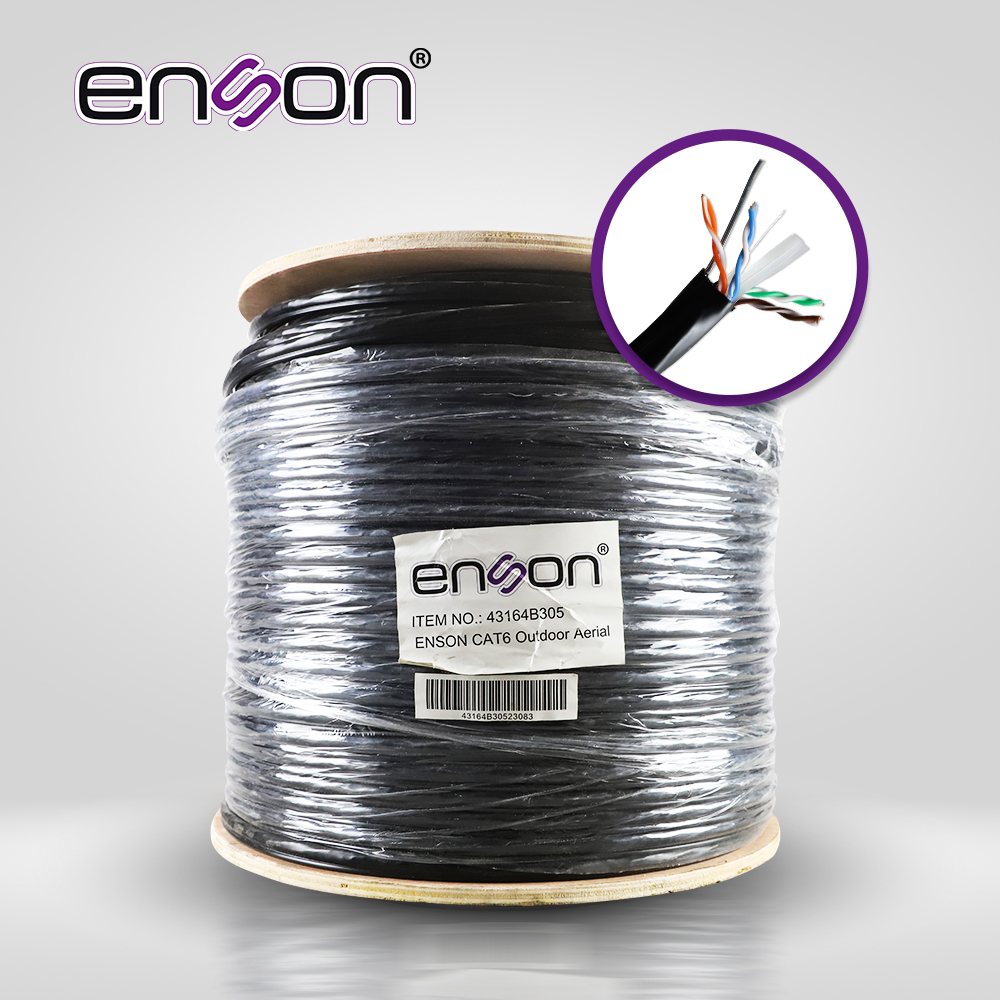 Cable UTP Aereo CAT6 Enson 43164B305 Forro Negro 4 Pares Calibre 23 Awg 100% Cobre Uso