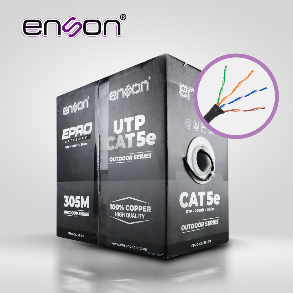 Cable UTP CAT5E Enson EPRO-CAT5E-OU Forro Pe 4 Pares Calibre 24 Awg 100% Cobre Uso
