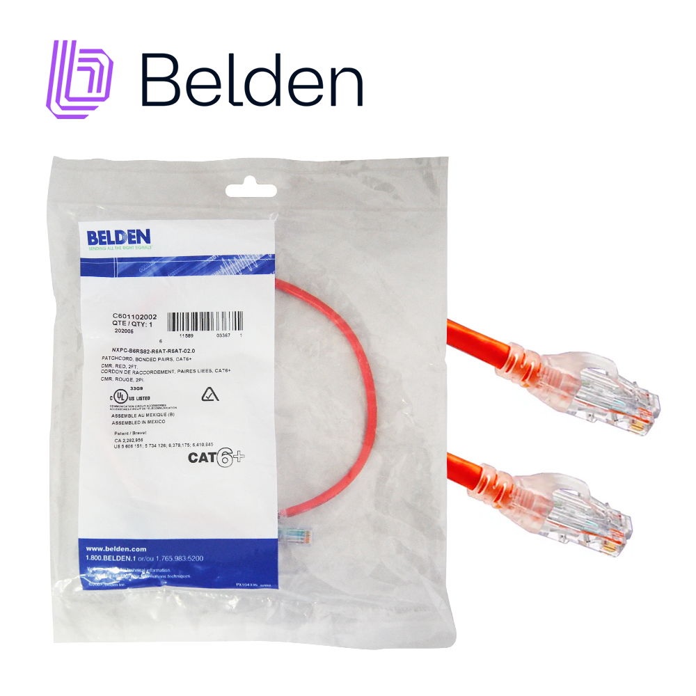 Patchcord UTP CAT6 Belden C601102002 0.6MTS Rojo