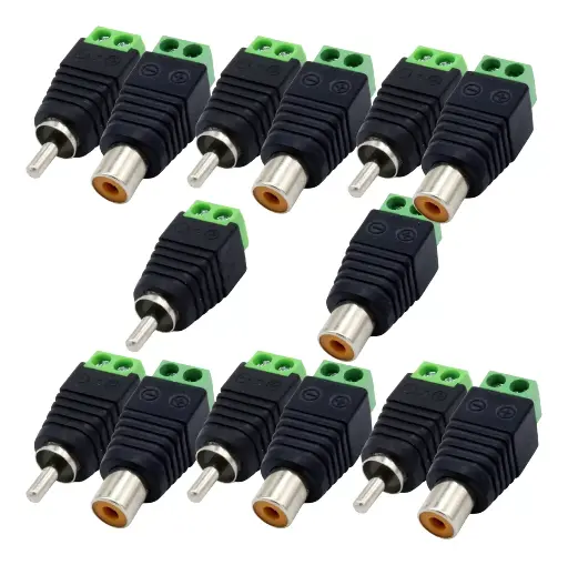 [VVCONEC59X15-AUD CCTV] Conector Rca Para Audio Cctv Dvr Camara Macho Y Hembra10pz
