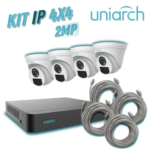 [AVB04UNI01] KIT 1 x NVR-104E2-P4 + 4 x IPC-T122-APF28K + 4 x ENS-IP18CAT6