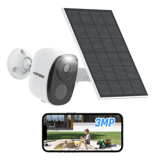 [CAMSOLAR-1LENT] Solar Cámara de Seguridad H.view Hv-wp01-tyWifi Exterior 3mp Con Recargable Color Blanco